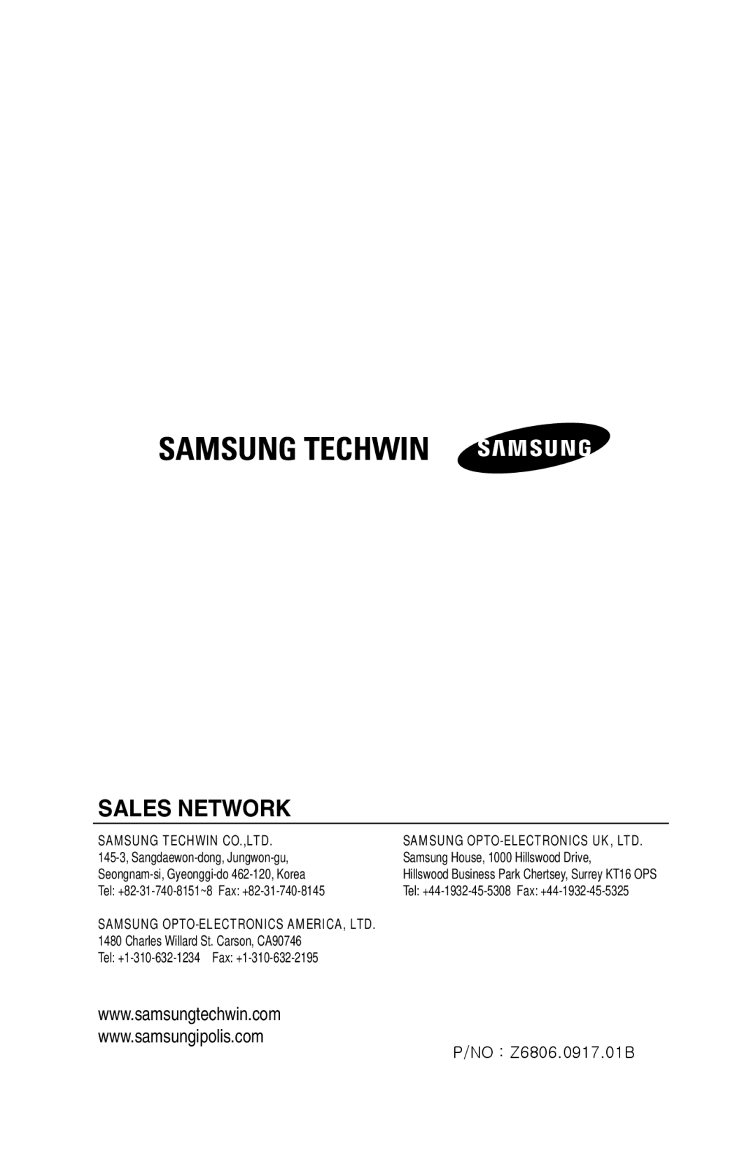 Samsung SNP-3300A user manual Samsung Techwin 