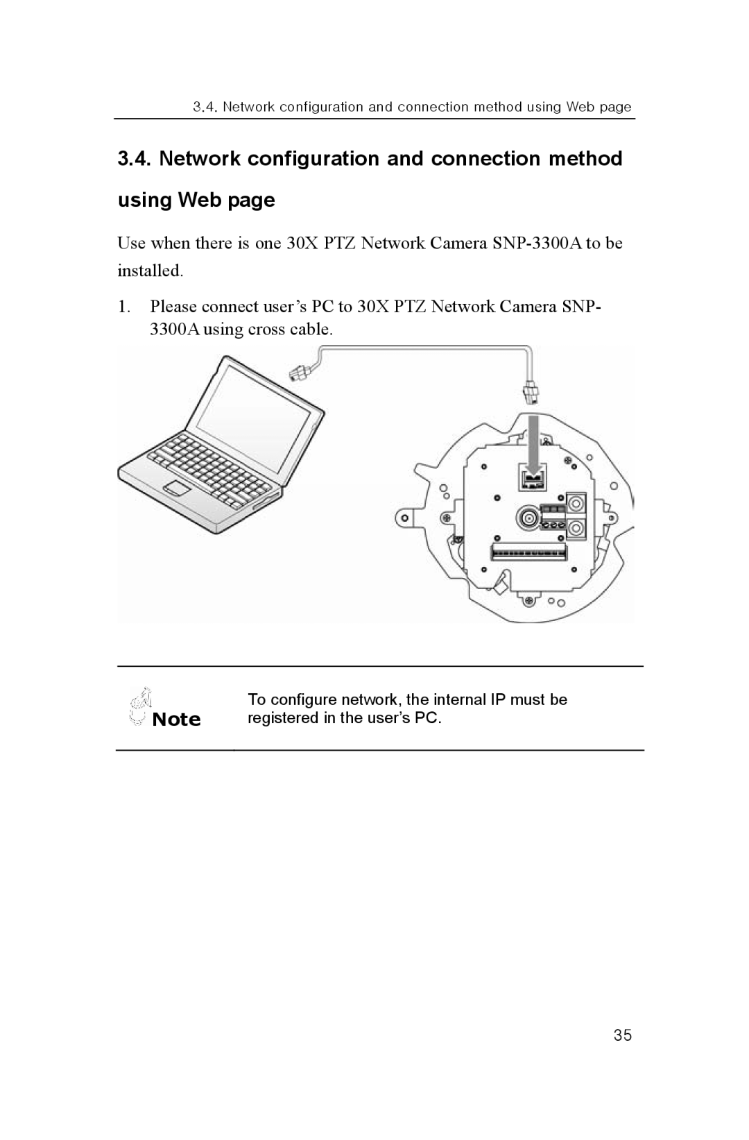 Samsung SNP-3300A user manual Network configuration and connection method using Web 