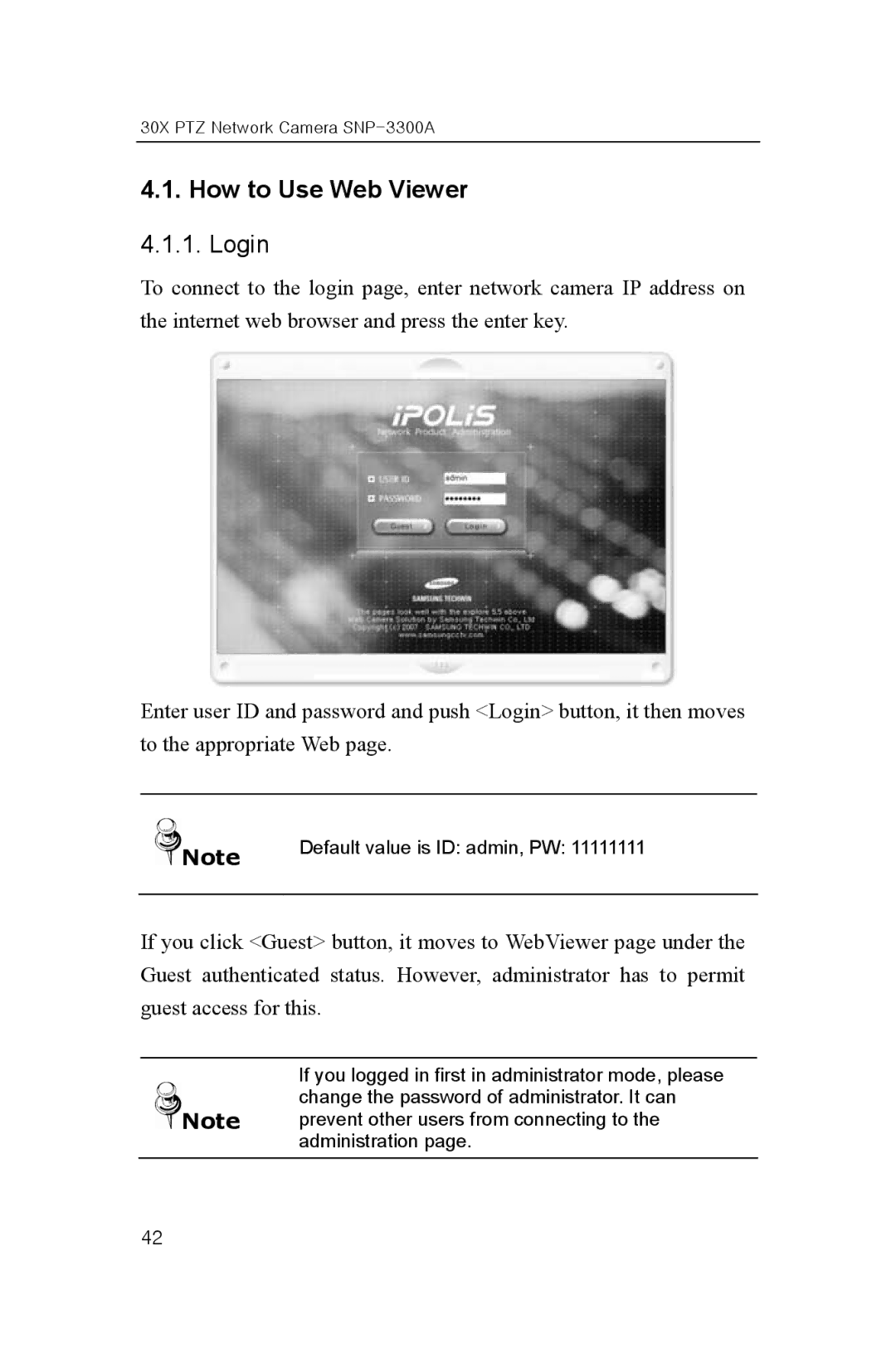 Samsung SNP-3300A user manual How to Use Web Viewer, Login 