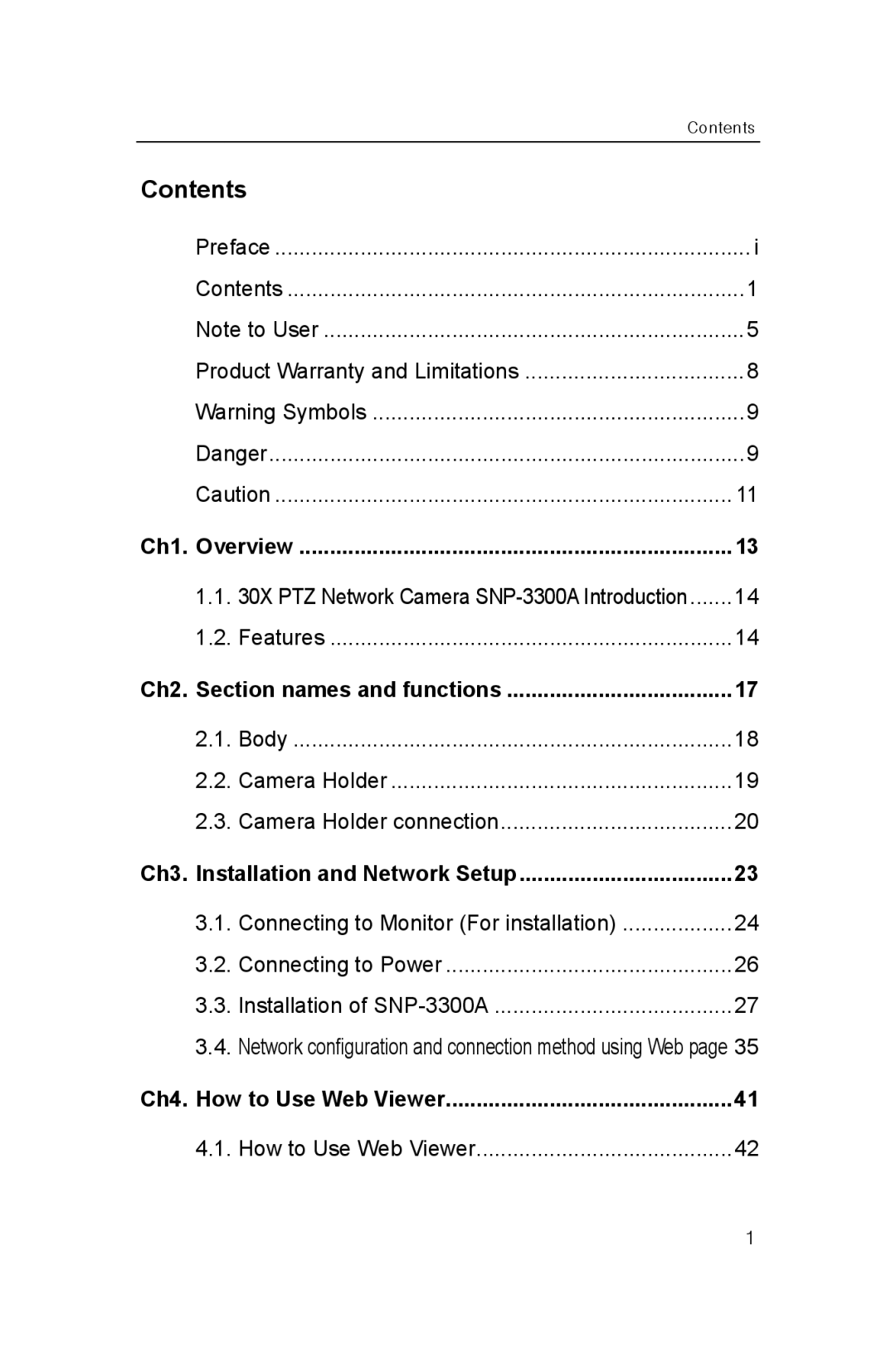 Samsung SNP-3300A user manual Contents 