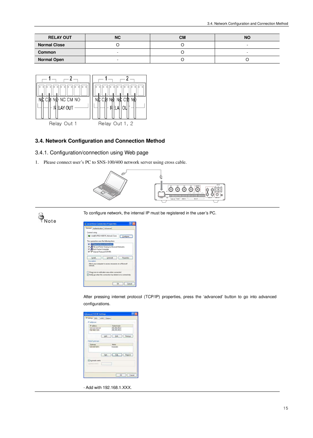 Samsung SNS-100/400 manual Network Configuration and Connection Method, Configuration/connection using Web 