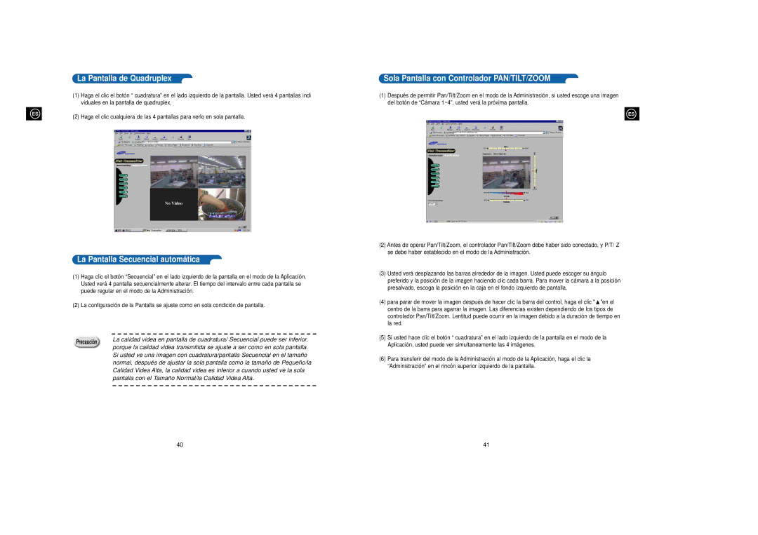 Samsung SNS-110P manual La Pantalla de Quadruplex, La Pantalla Secuencial automá tica 