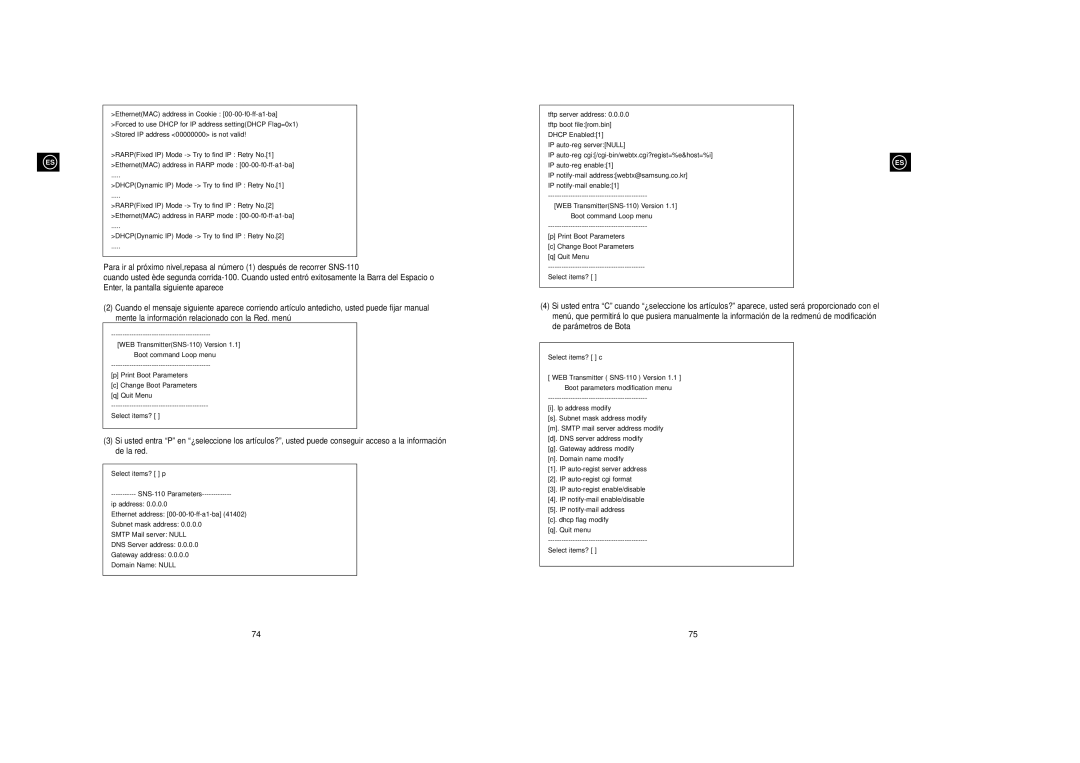 Samsung SNS-110P manual 