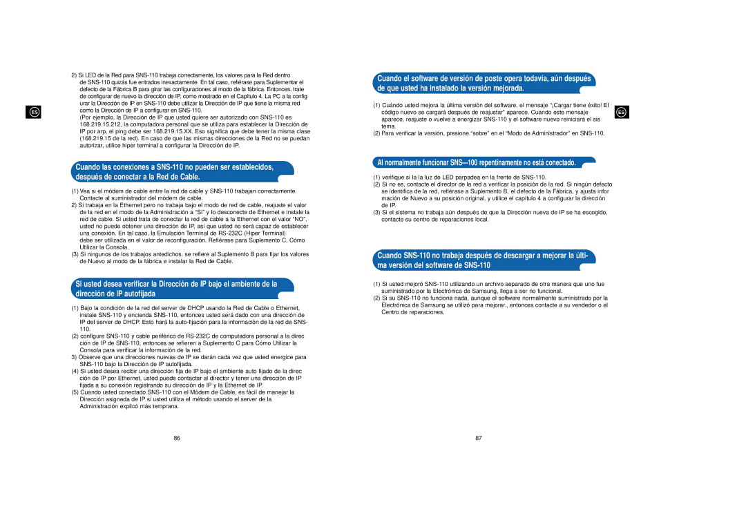 Samsung SNS-110P manual 