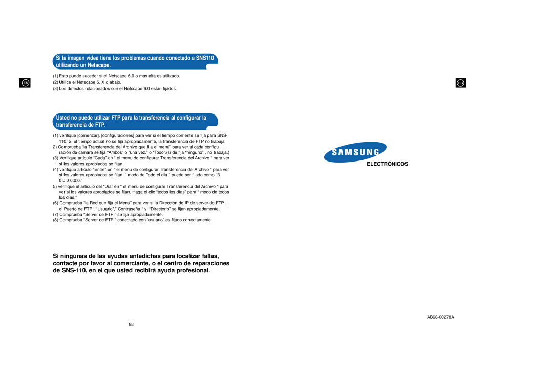 Samsung SNS-110P manual Electró Nicos 