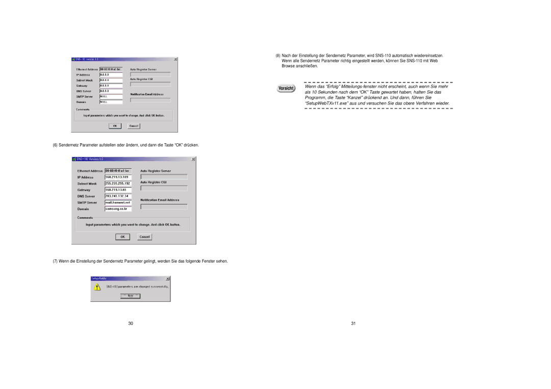 Samsung SNS-110P manual Programm, die Taste Kanzel drückend an. Und dann, führen Sie 