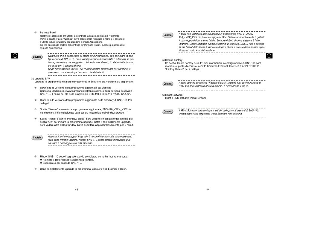 Samsung SNS-110P manual Set up con il password root, Password root e restringe l’accesso da altri utenti 