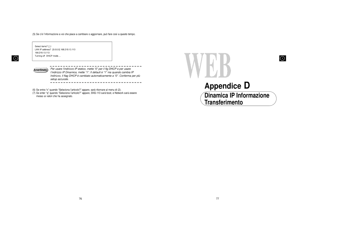 Samsung SNS-110P manual Dinamica IP Informazione Transferimento, Setup accurate 