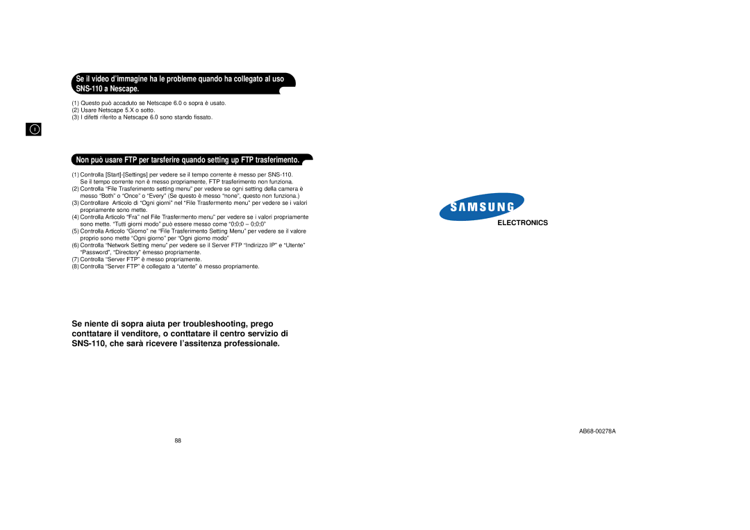 Samsung SNS-110P manual Electronics 