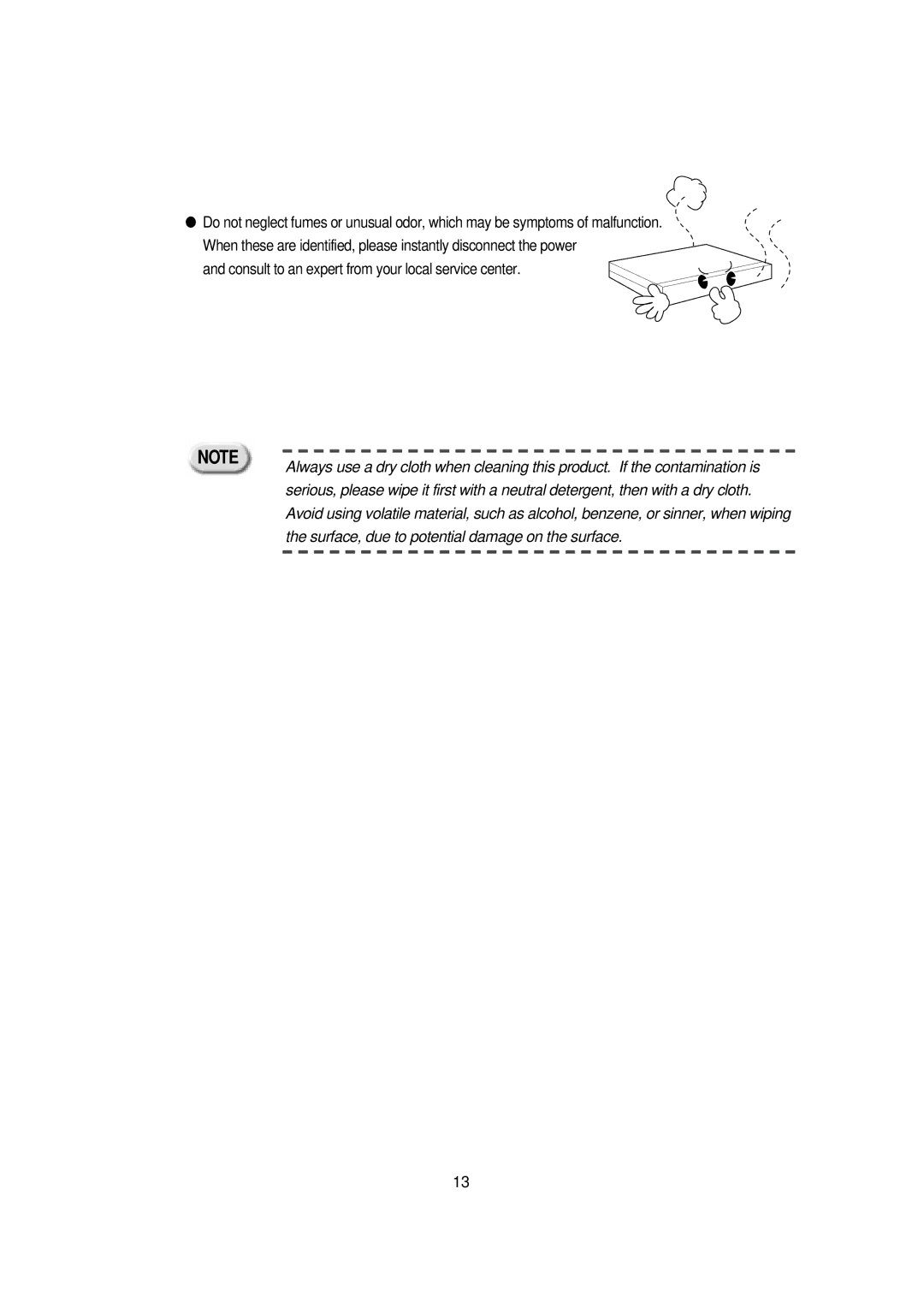 Samsung SNS-110P manual Surface, due to potential damage on the surface 