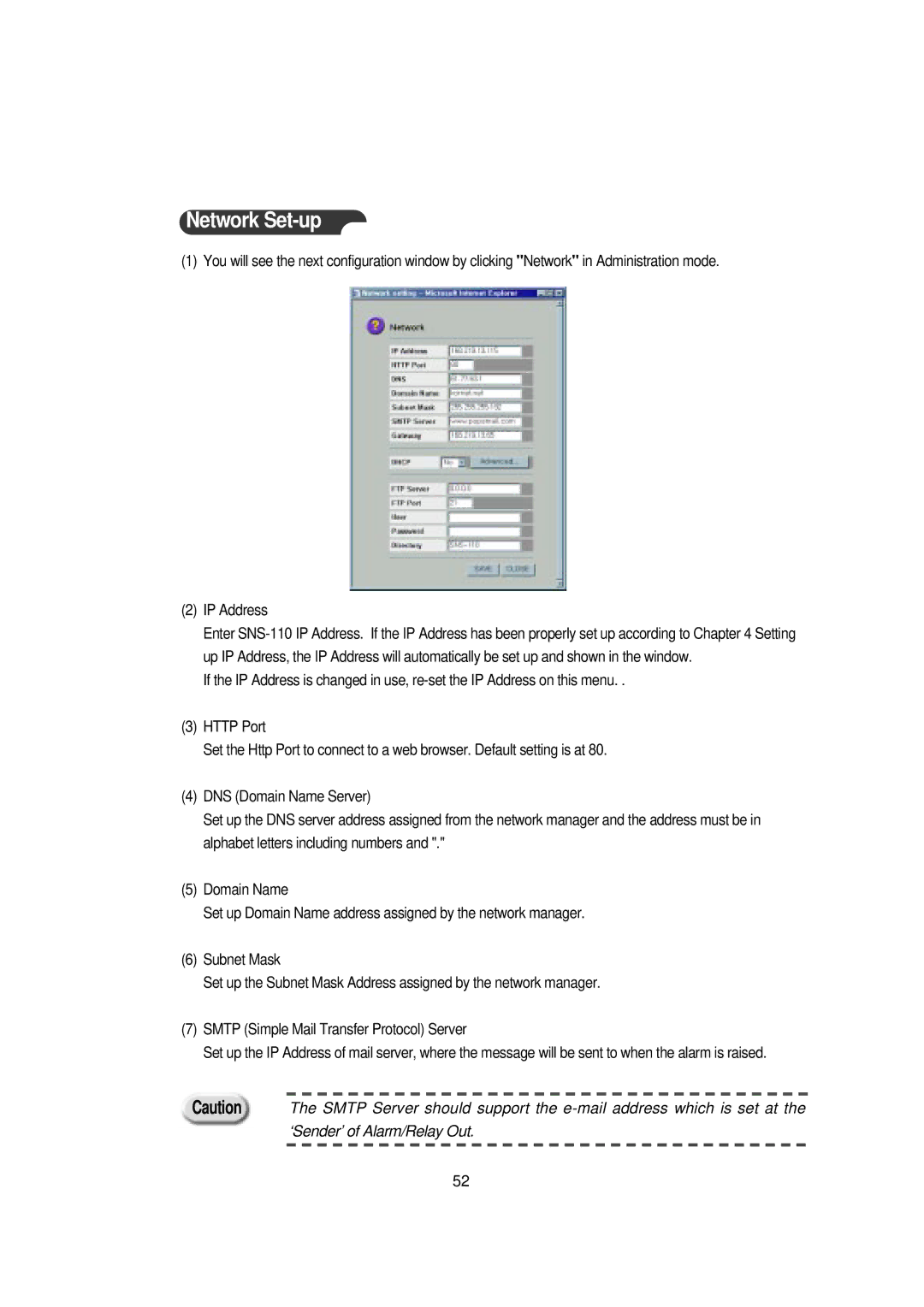 Samsung SNS-110P manual Network Set-up 