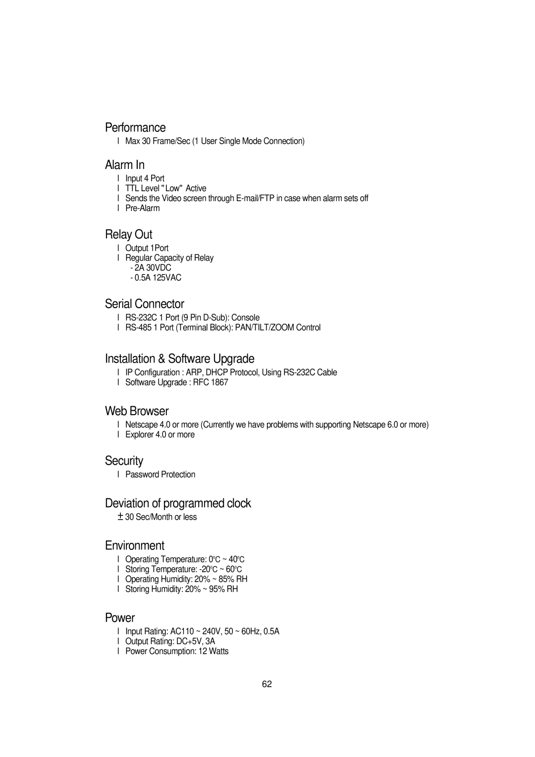 Samsung SNS-110P manual Performance 