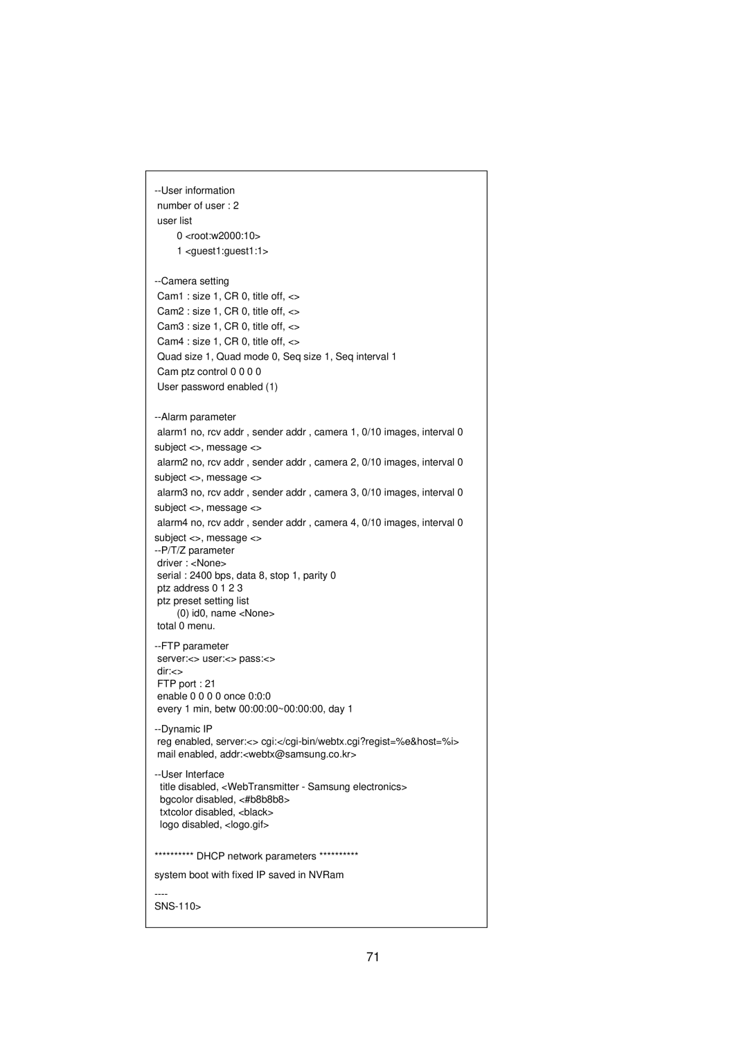 Samsung SNS-110P manual 