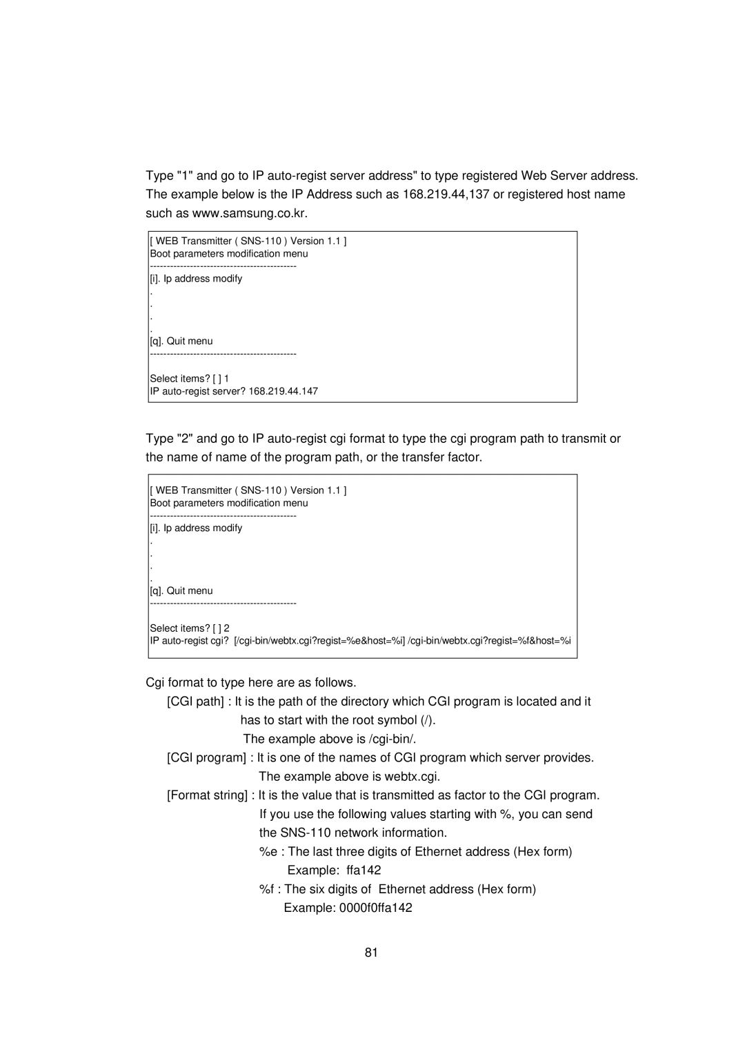 Samsung SNS-110P manual 