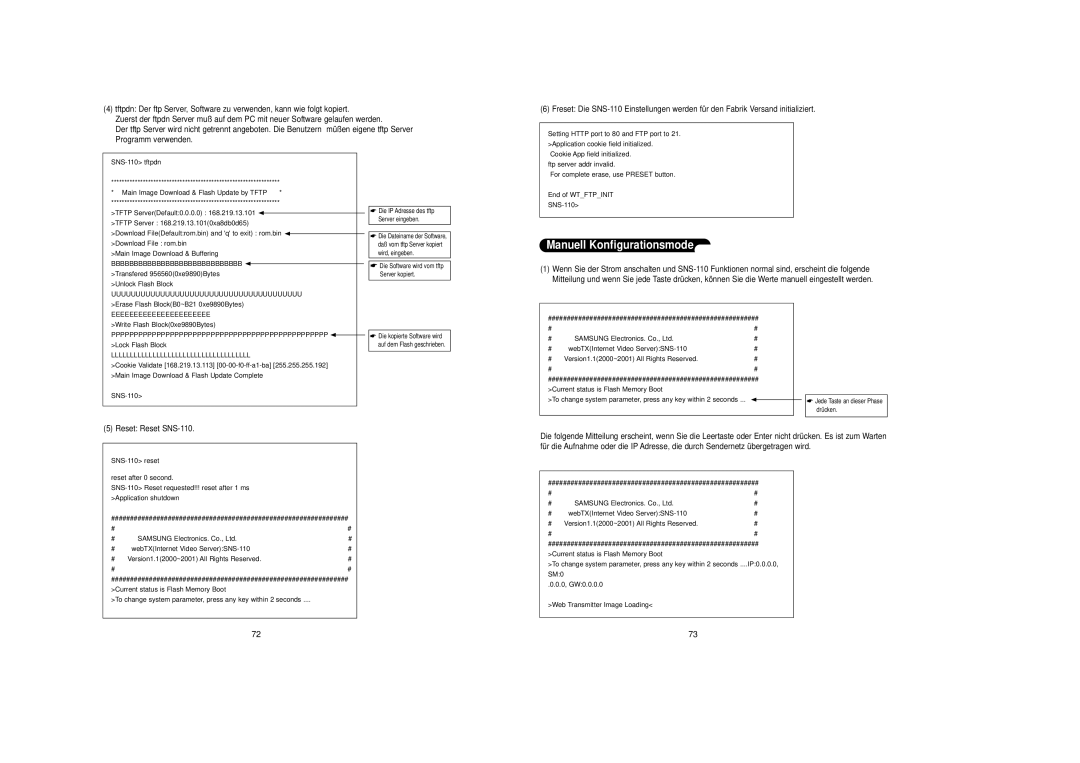 Samsung SNS-110P manual Manuell Konfigurationsmode, Lllllllllllllllllllllllllllllllllllll 