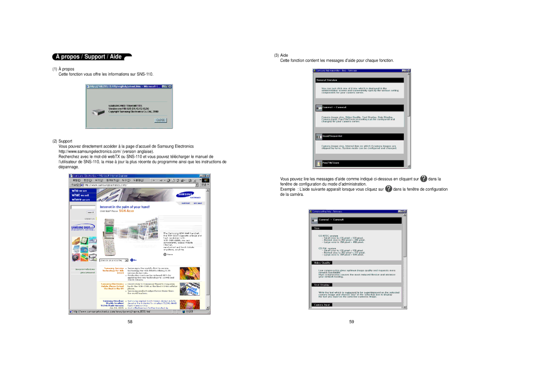 Samsung SNS-110P manual Propos / Support / Aide 