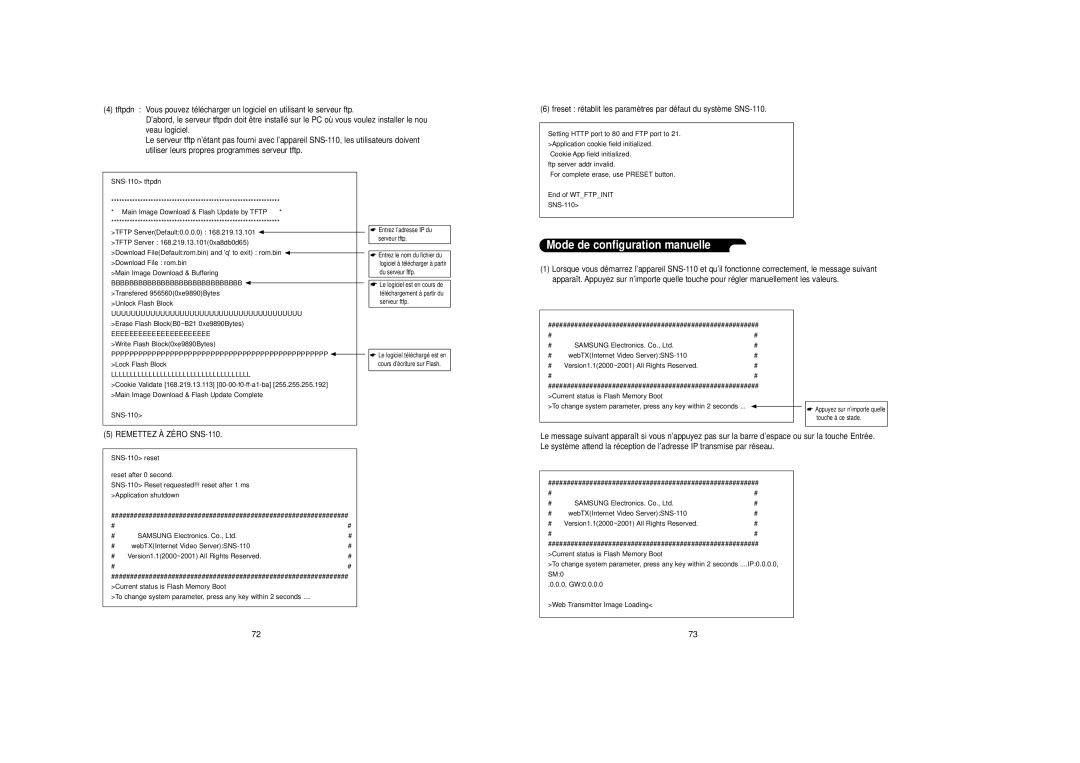 Samsung SNS-110P manual Mode de configuration manuelle, Eeeeeeeeeeeeeeeeeeeeee 