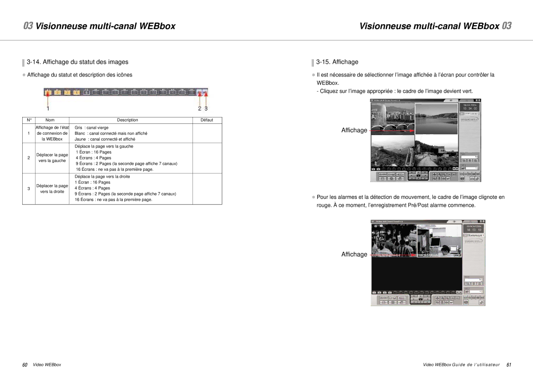 Samsung SNS-200P manual Affichage du statut des images, Affichage du statut et description des icônes 