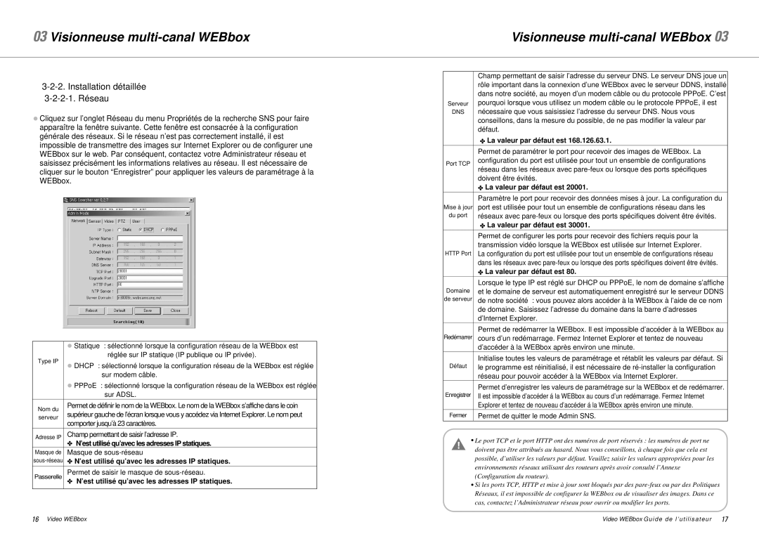 Samsung SNS-200P manual Installation détaillée 2-1. Réseau, Dhcp 