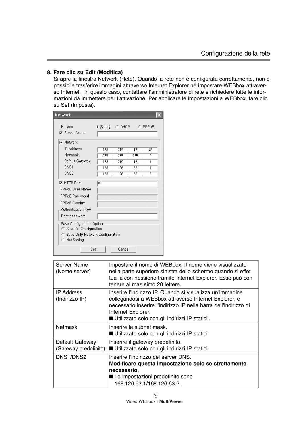 Samsung SNS-200P manual Modificare questa impostazione solo se strettamente 