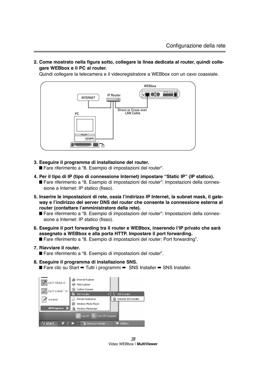 Samsung SNS-200P manual Eseguire il programma di installazione del router 