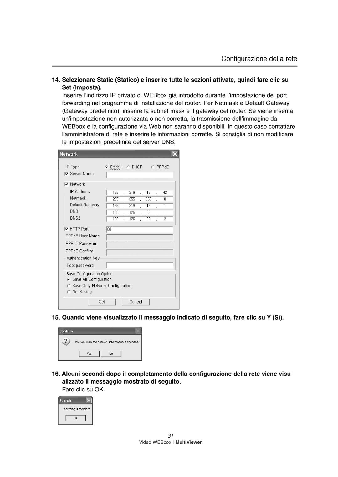 Samsung SNS-200P manual Fare clic su OK 