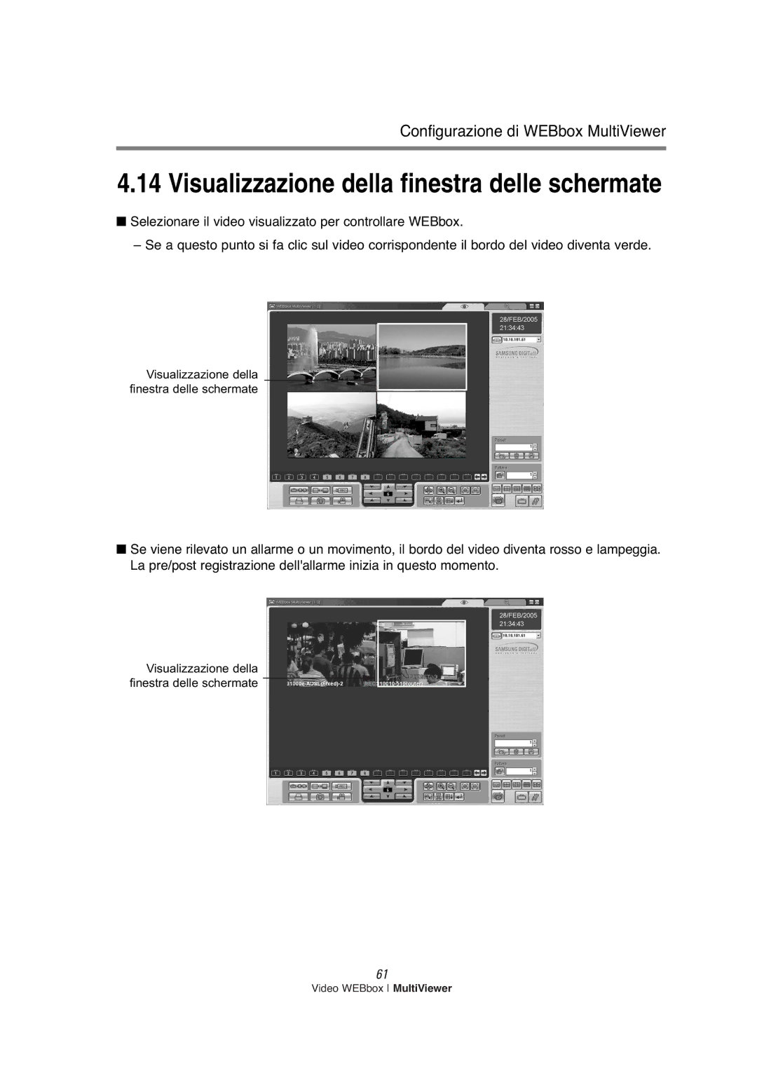 Samsung SNS-200P manual Visualizzazione della finestra delle schermate 