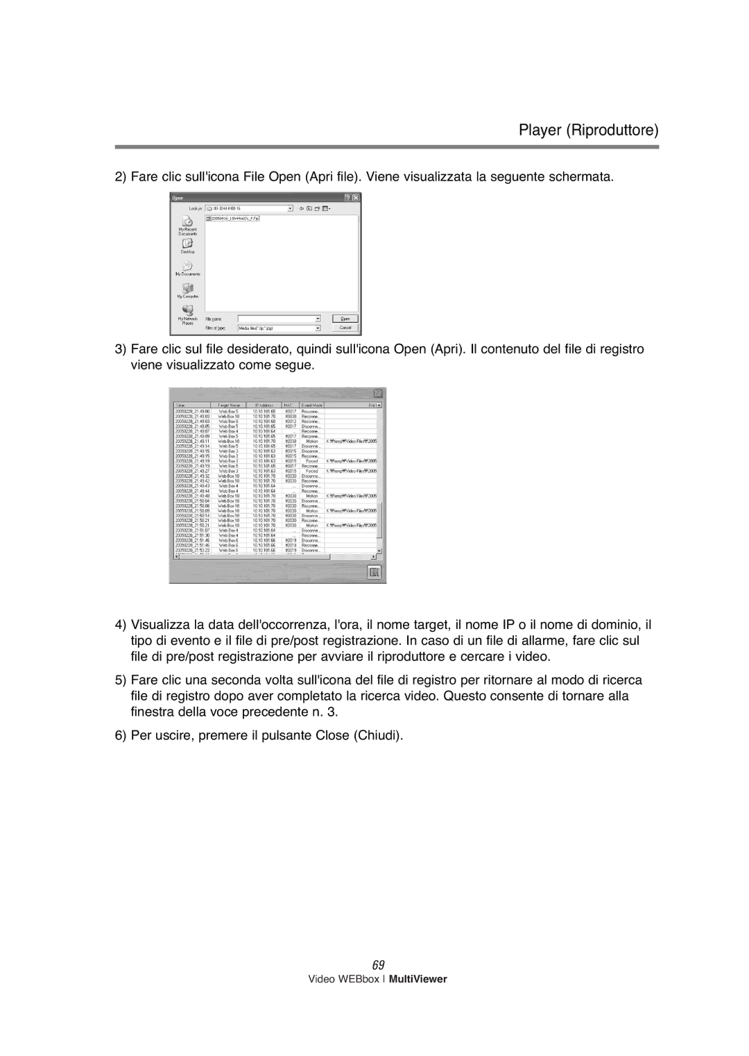 Samsung SNS-200P manual Player Riproduttore 