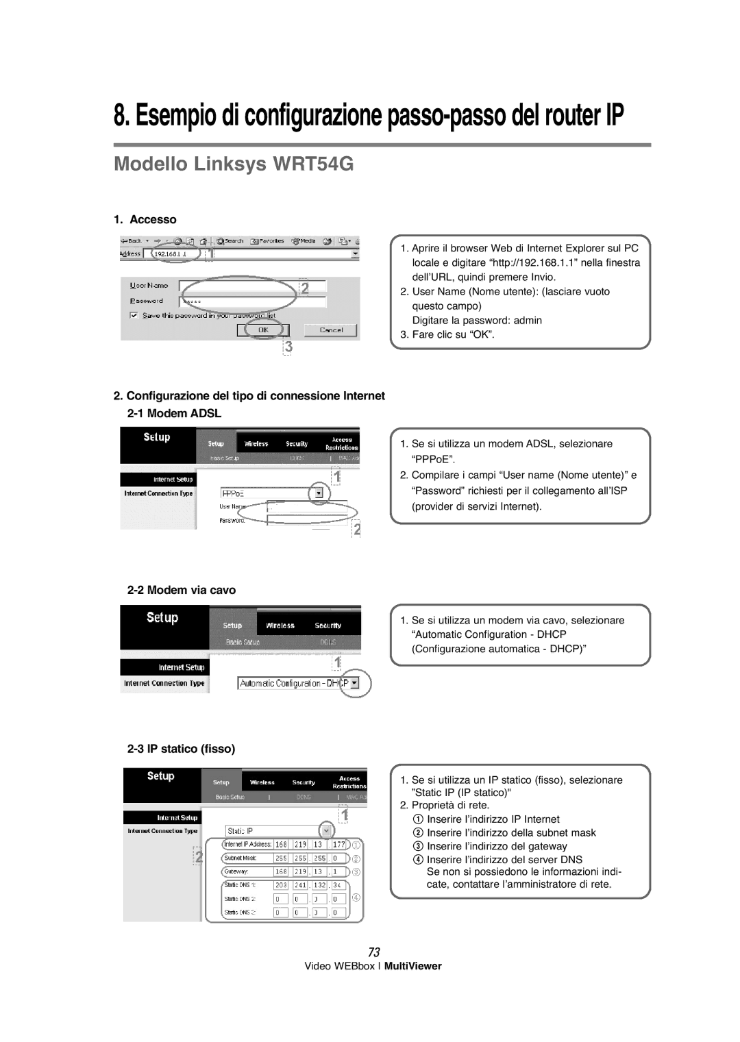 Samsung SNS-200P manual Esempio di configurazione passo-passo del router IP 