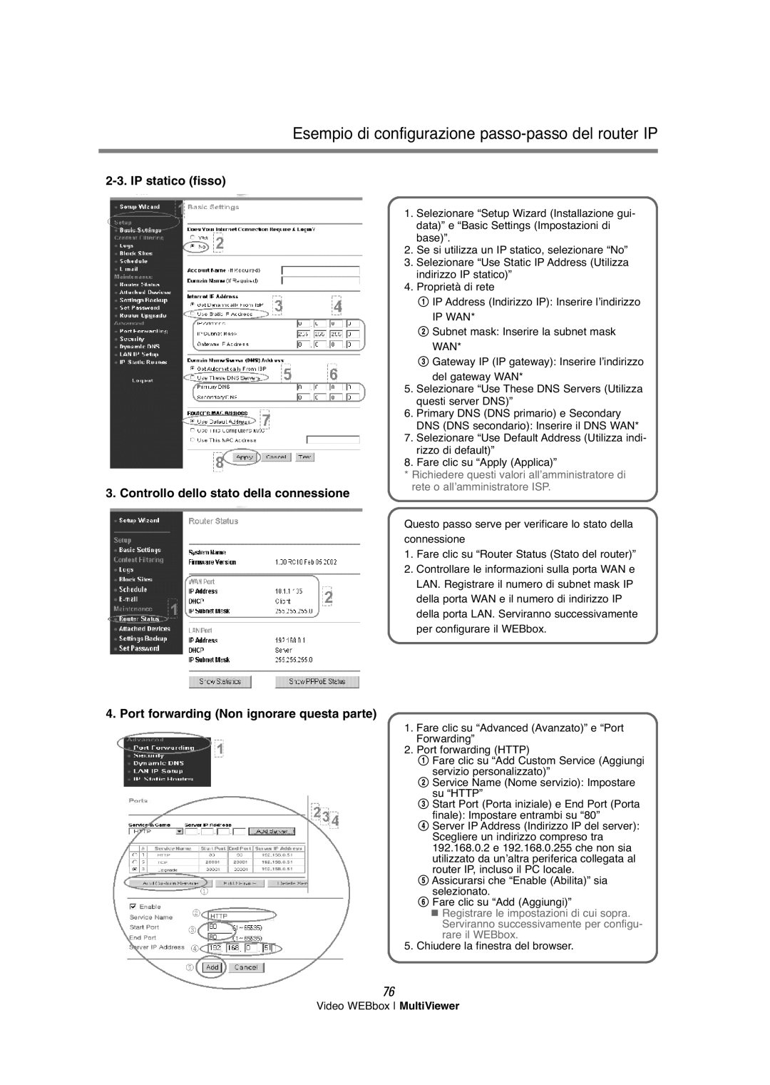 Samsung SNS-200P manual IP statico fisso Controllo dello stato della connessione 