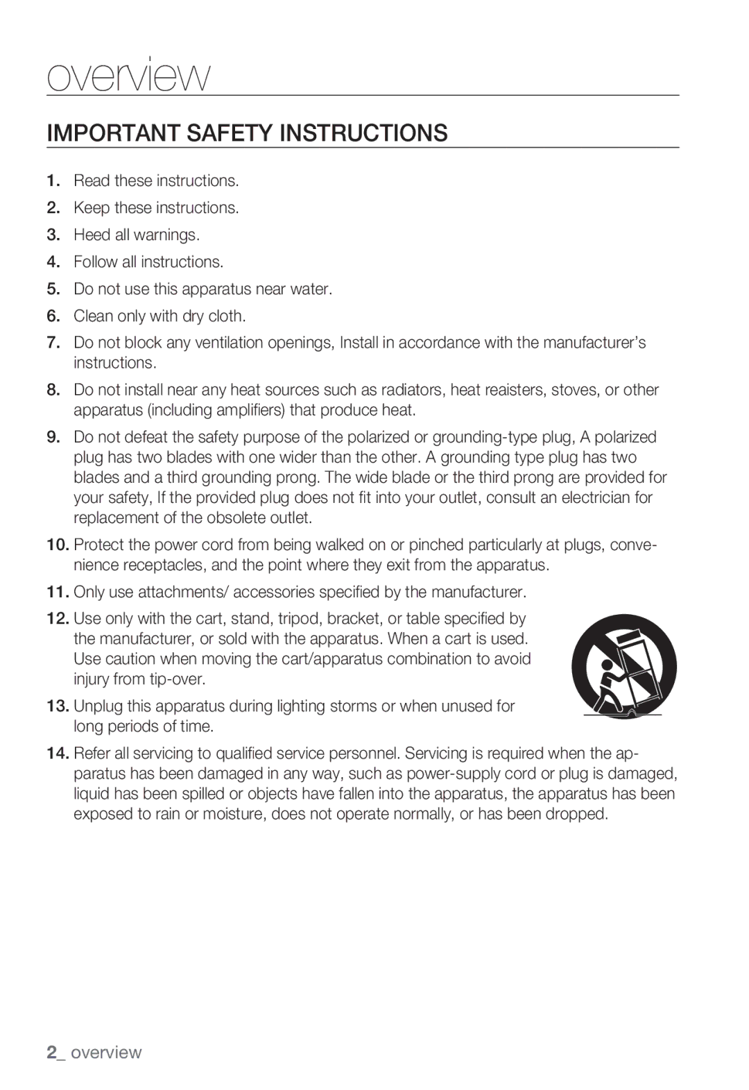 Samsung SNB-5000, SNV-5080, SND-5080F, SNB5000 user manual Overview, Important Safety Instructions 