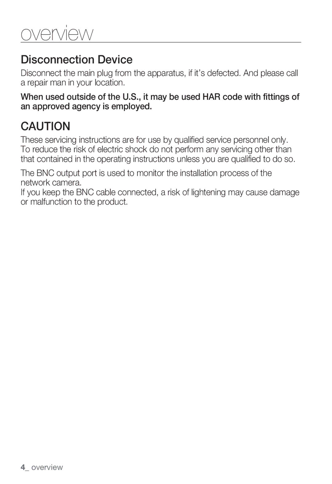 Samsung SNB5000, SNV-5080, SNB-5000, SND-5080F user manual Disconnection Device 