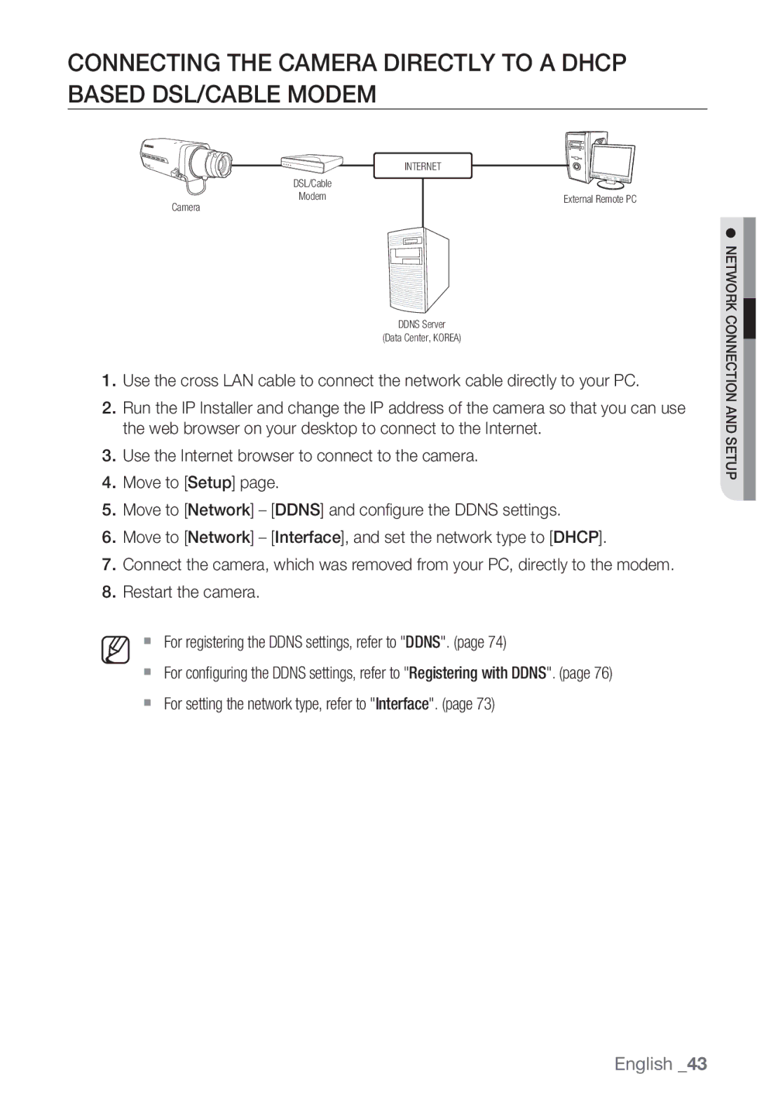 Samsung SND-5080F, SNV-5080, SNB-5000, SNB5000 user manual  For setting the network type, refer to Interface 