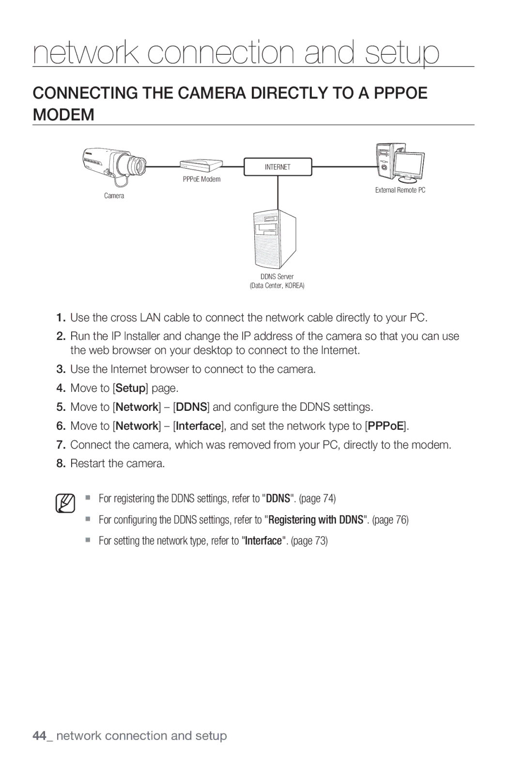 Samsung SNB5000, SNV-5080, SNB-5000, SND-5080F user manual Connecting the Camera Directly to a Pppoe Modem 