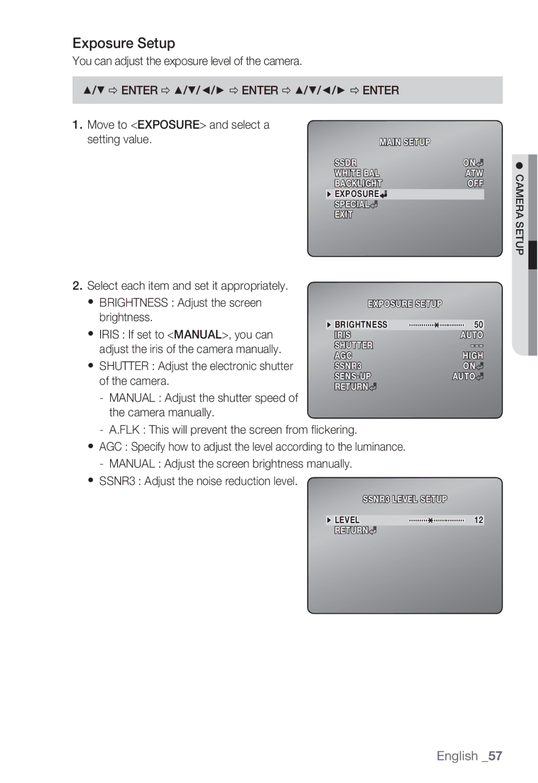 Samsung SNB-5000, SNV-5080, SND-5080F, SNB5000 user manual Exposure Setup, Brightness 