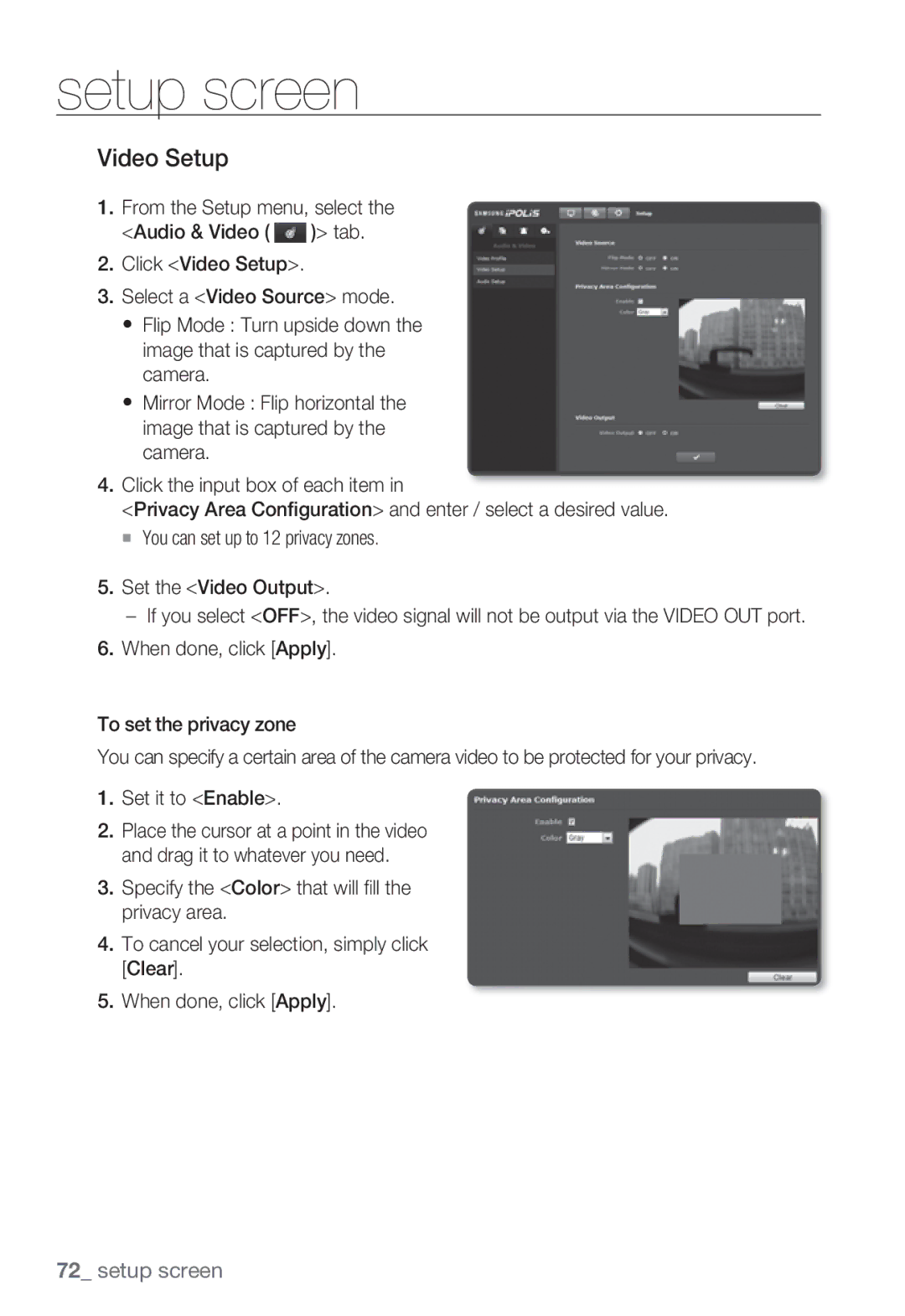 Samsung SNB-5000, SNV-5080, SND-5080F, SNB5000 user manual Video Setup 