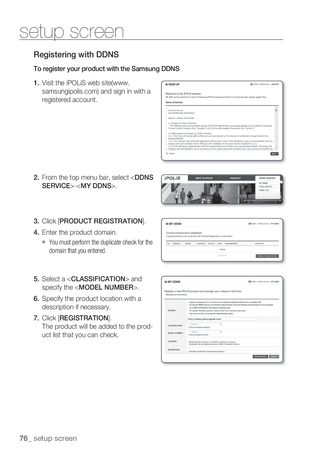 Samsung SNV-5080, SNB-5000, SND-5080F, SNB5000 user manual Registering with Ddns 