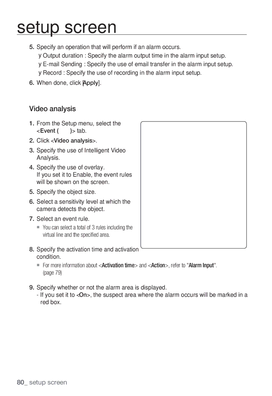 Samsung SNV-5080, SNB-5000, SND-5080F, SNB5000 user manual Video analysis 