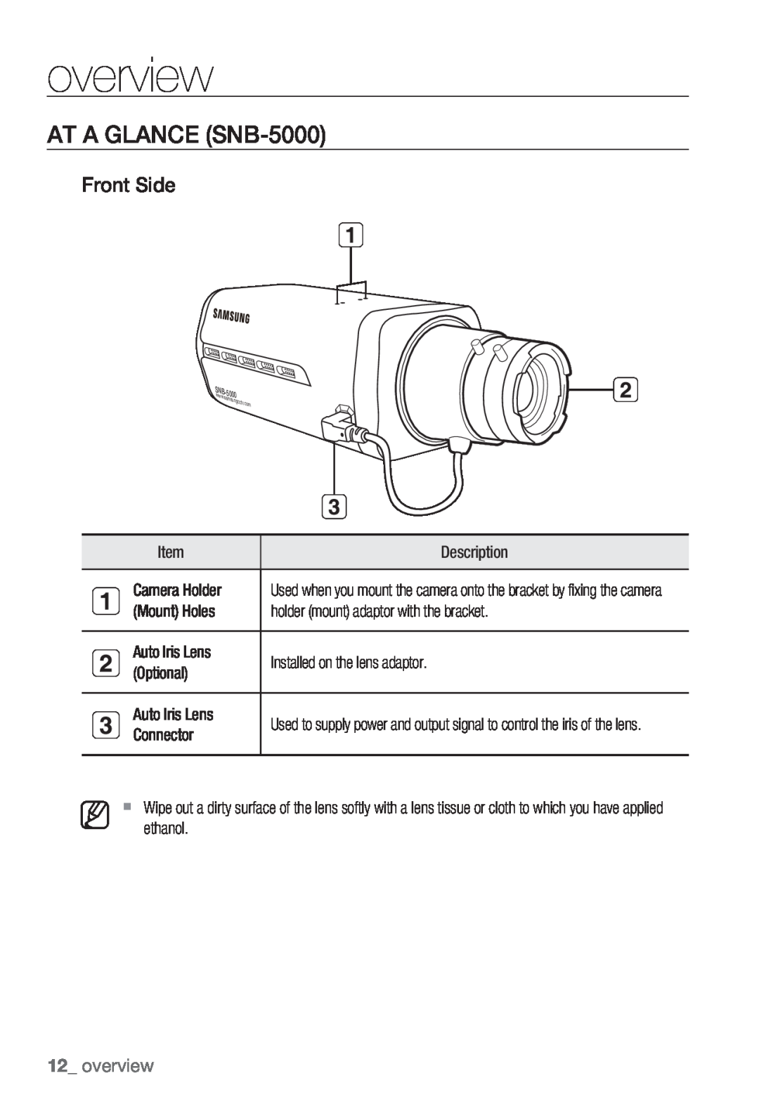 Samsung SNV-5080, SND-5080F, SNB5000 user manual AT A GLANCE SNB-5000, overview, Front Side 