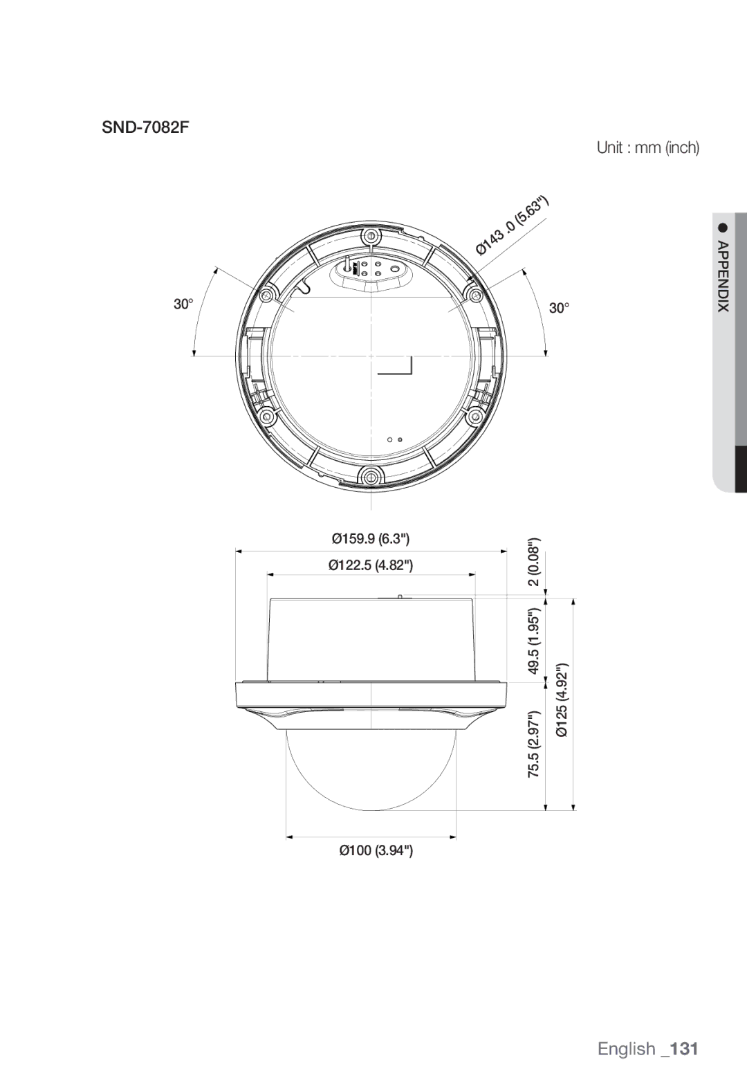 Samsung SNB-7002, SNV-7082, SND-7082F user manual Ø159.9 6.3 Ø122.5 Ø100 