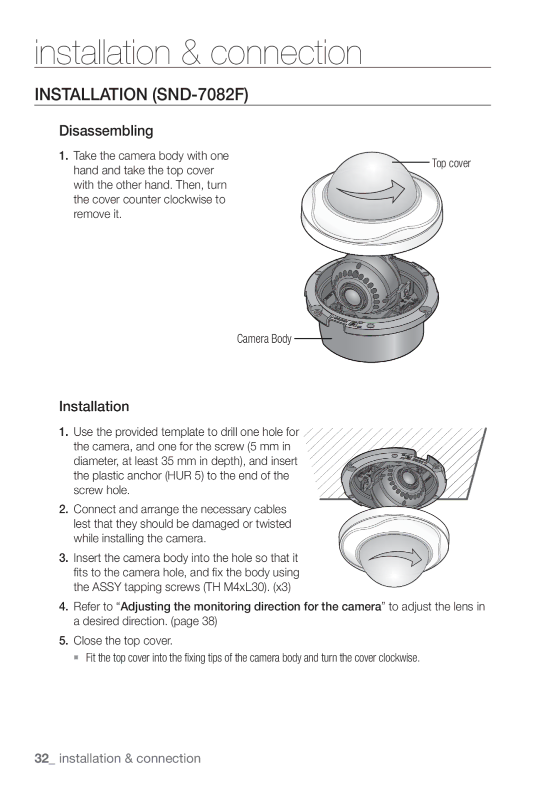 Samsung SNV-7082, SNB-7002 user manual Installation SND-7082F 