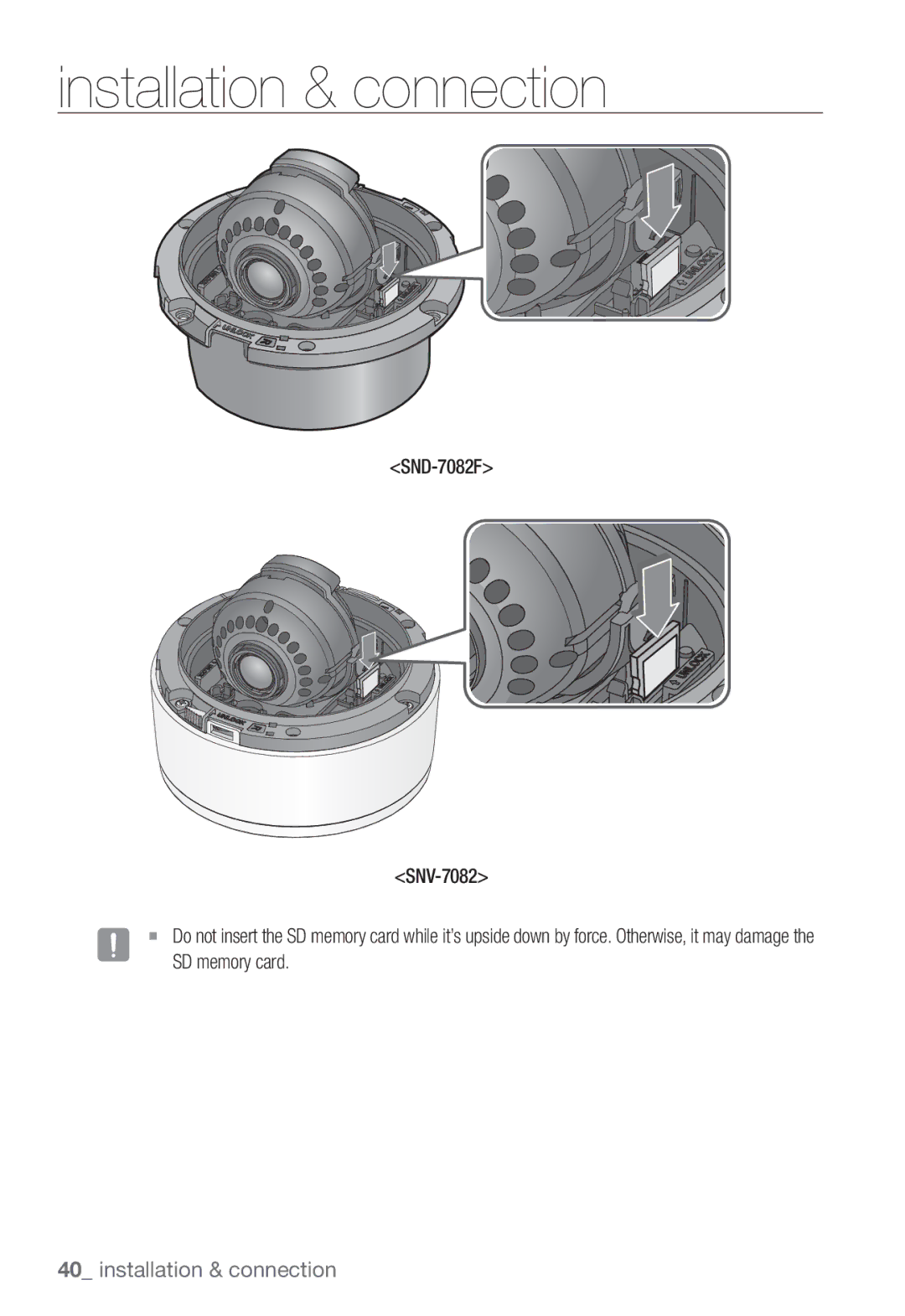 Samsung SNV-7082, SND-7082F, SNB-7002 user manual Installation & connection 