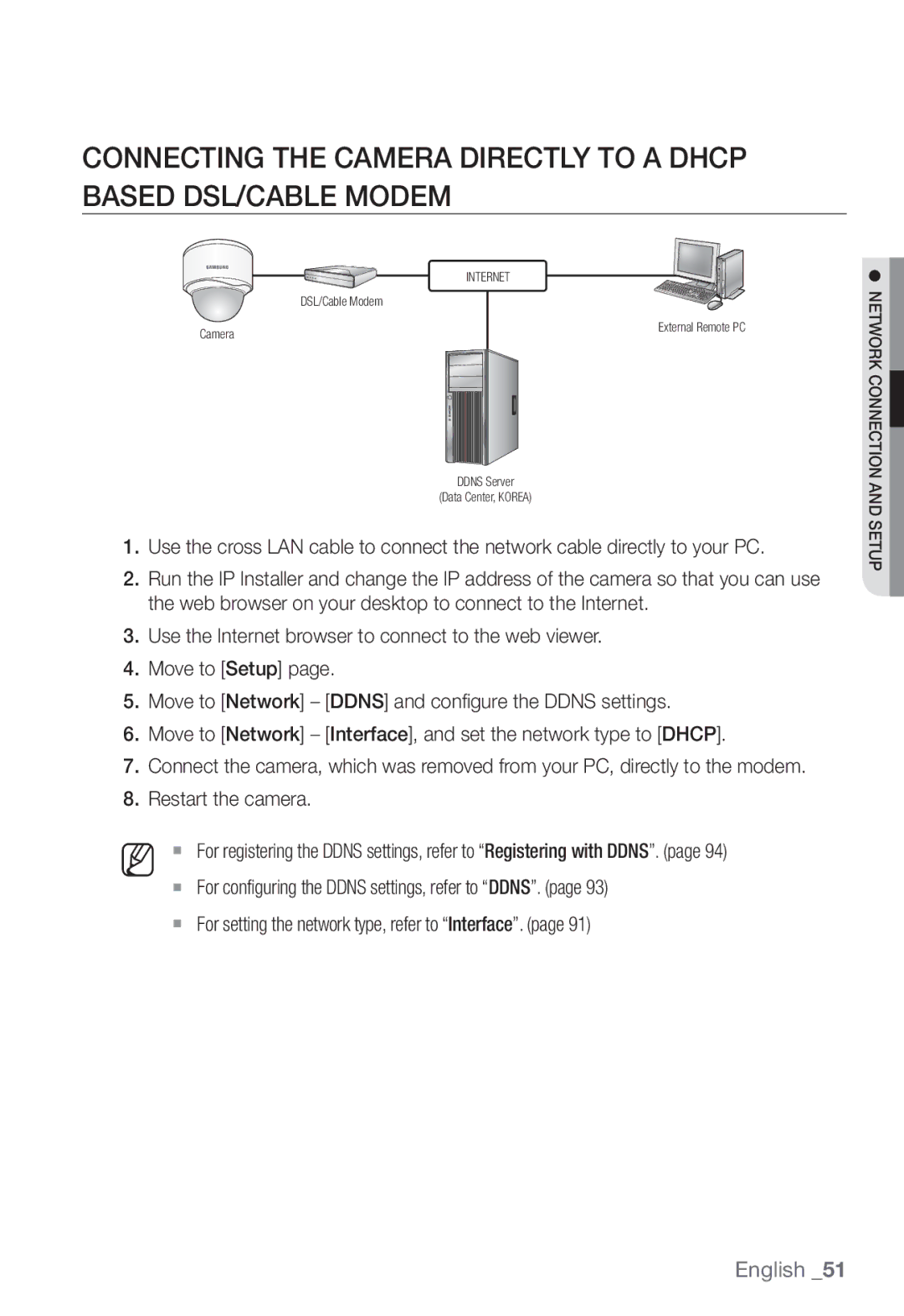 Samsung SNB-7002, SNV-7082, SND-7082F user manual Network Connection and Setup 