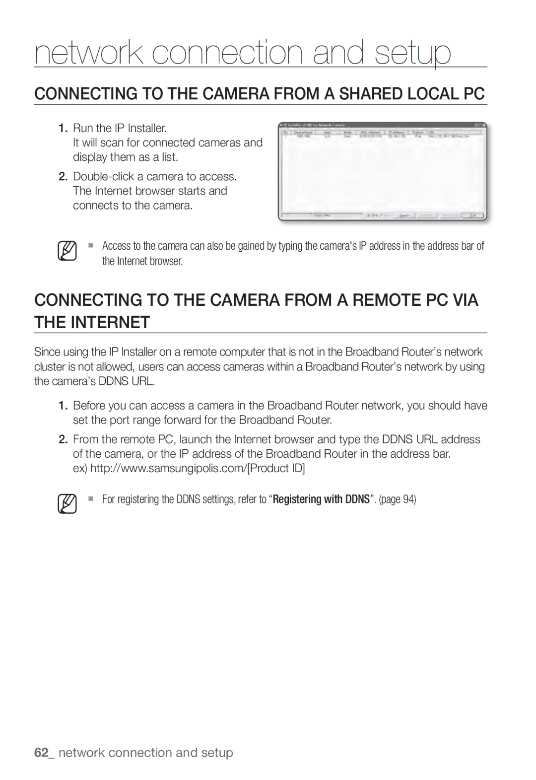 Samsung SND-7082F, SNV-7082, SNB-7002 user manual Connecting to the Camera from a Shared Local PC 