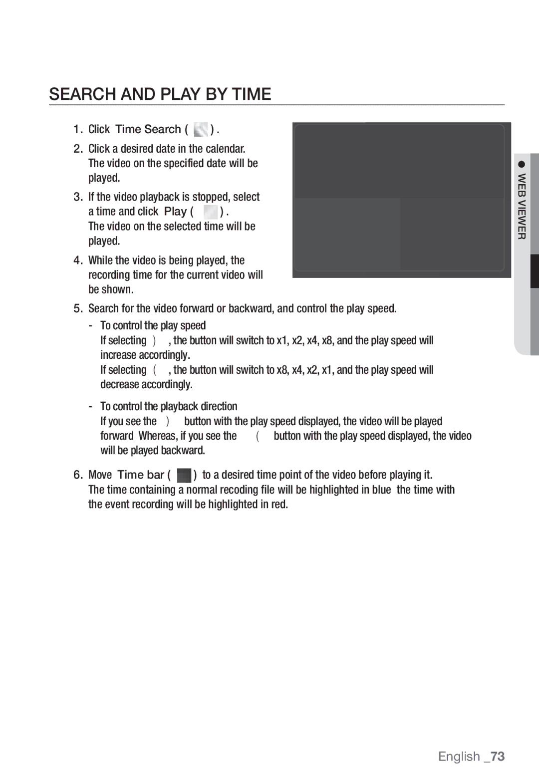 Samsung SNV-7082, SND-7082F, SNB-7002 user manual Search and Play by Time 