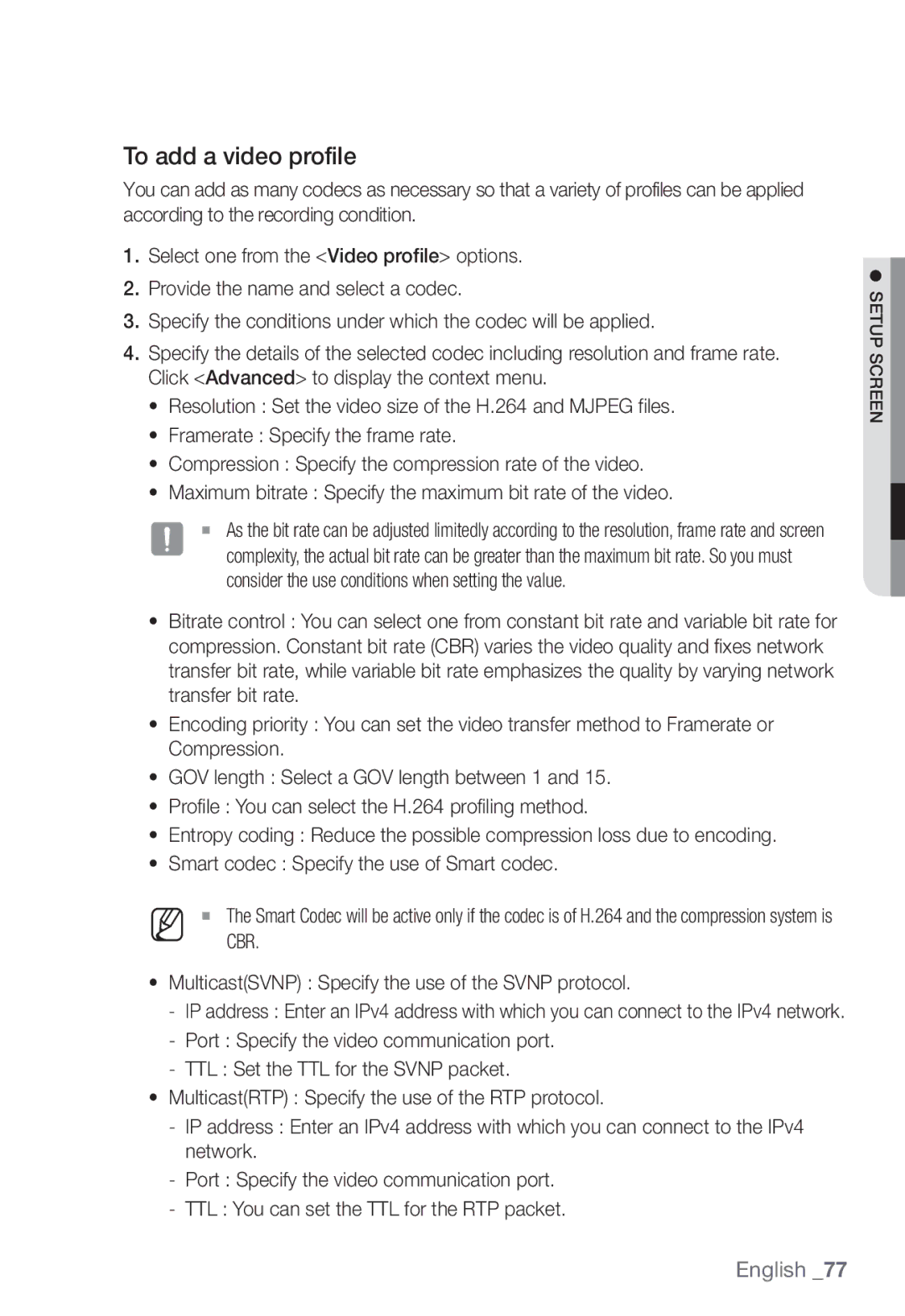 Samsung SNV-7082, SND-7082F, SNB-7002 user manual To add a video profile 