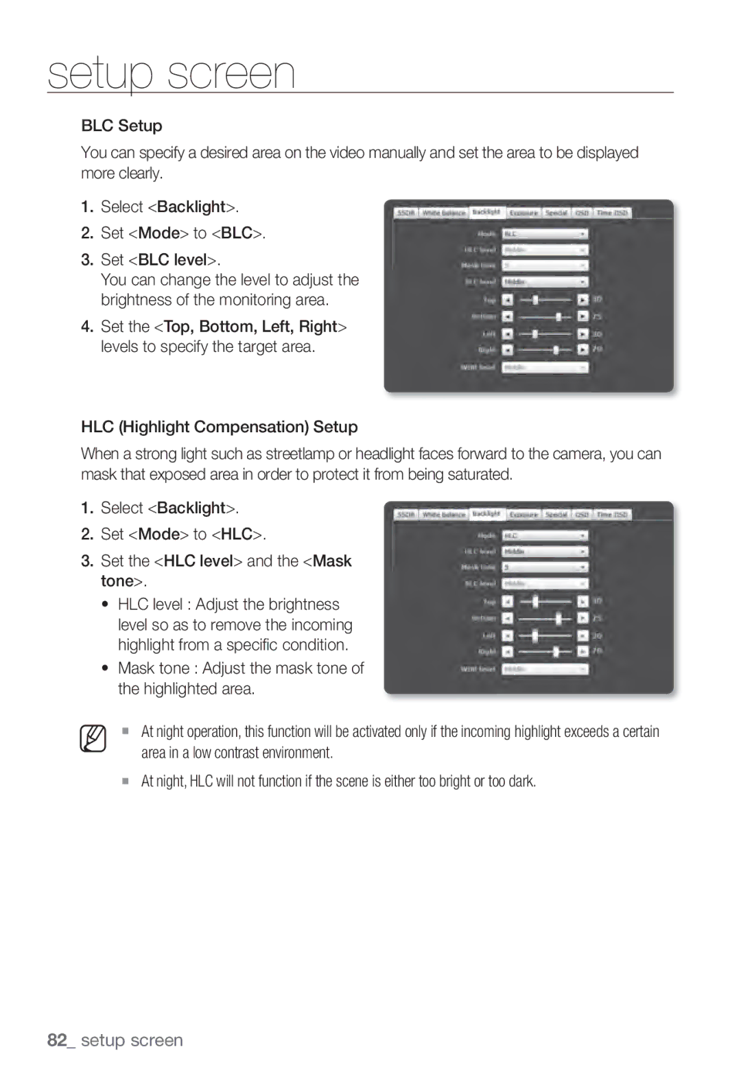 Samsung SND-7082F, SNV-7082, SNB-7002 user manual Setup screen 