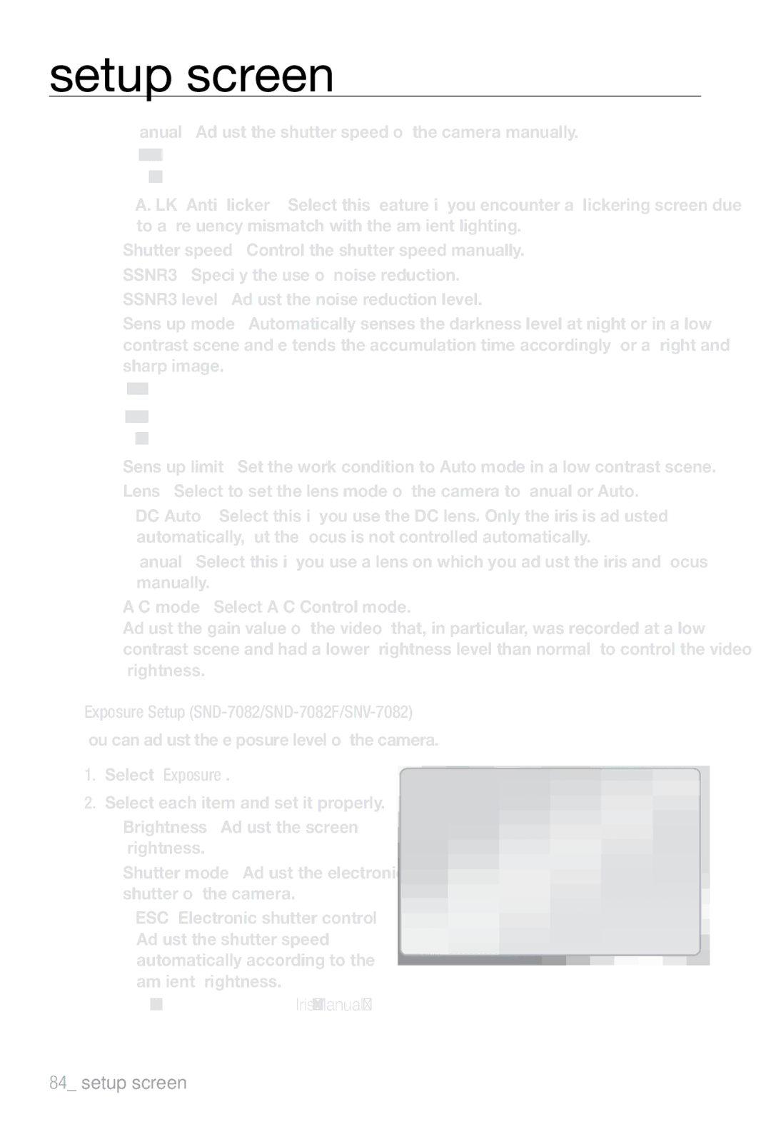 Samsung SNV-7082, SND-7082F, SNB-7002 user manual Setup screen 