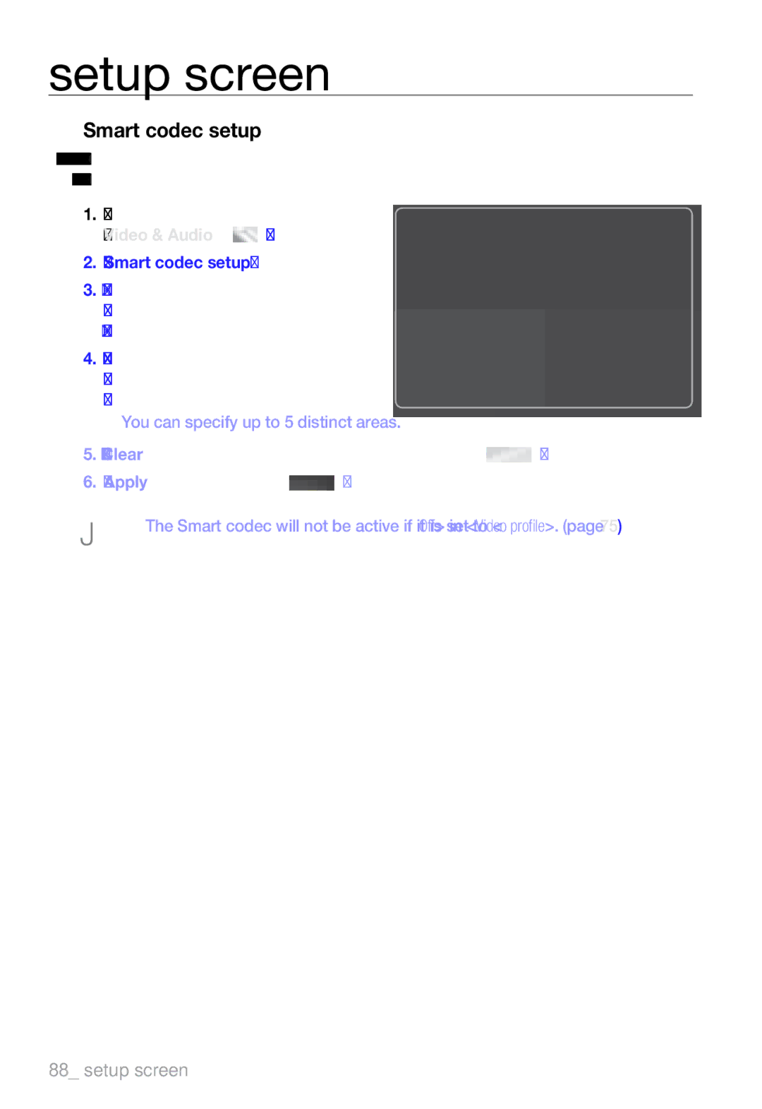 Samsung SNV-7082, SND-7082F, SNB-7002 user manual Smart codec setup 