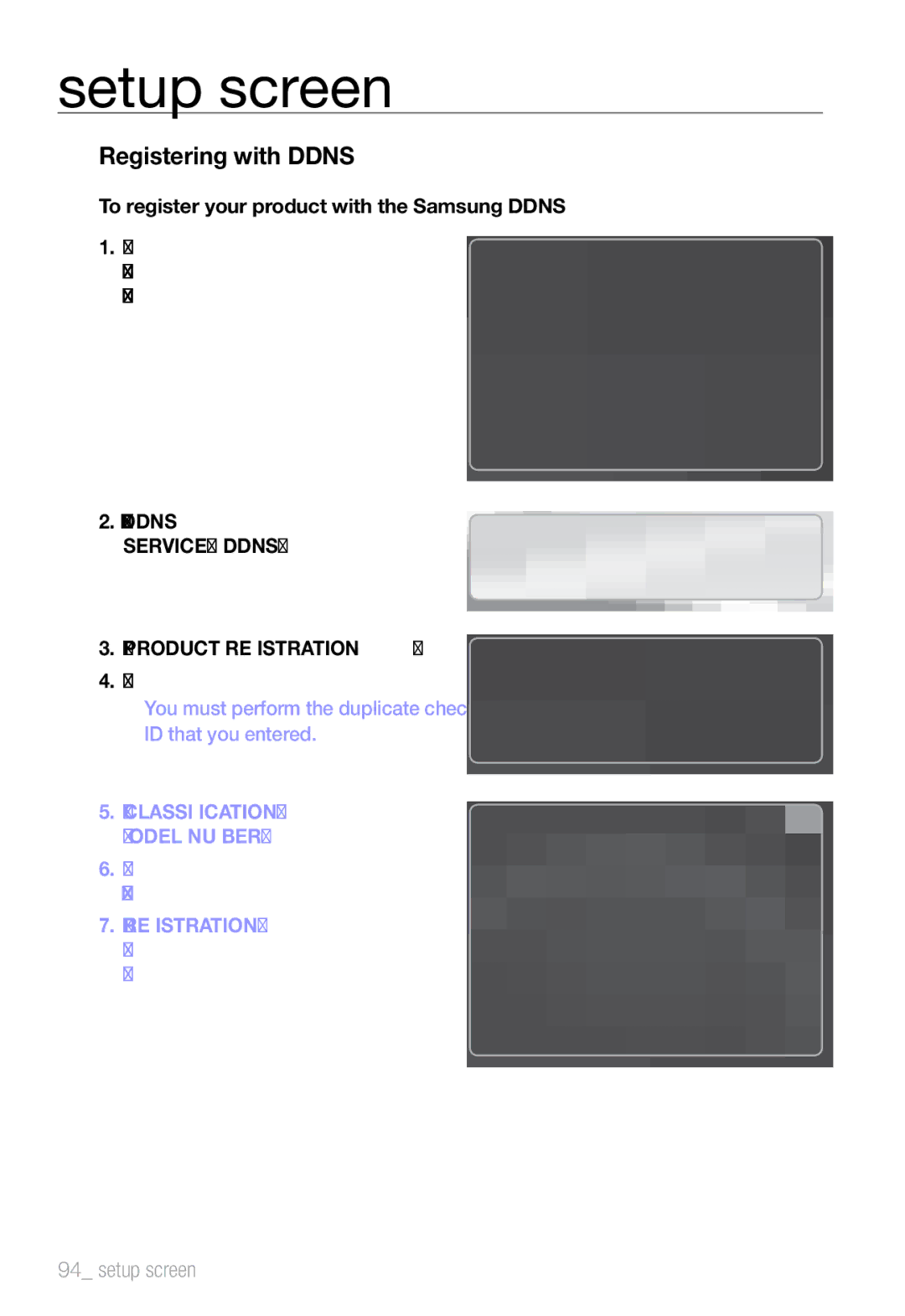 Samsung SND-7082F, SNV-7082, SNB-7002 user manual Registering with Ddns 